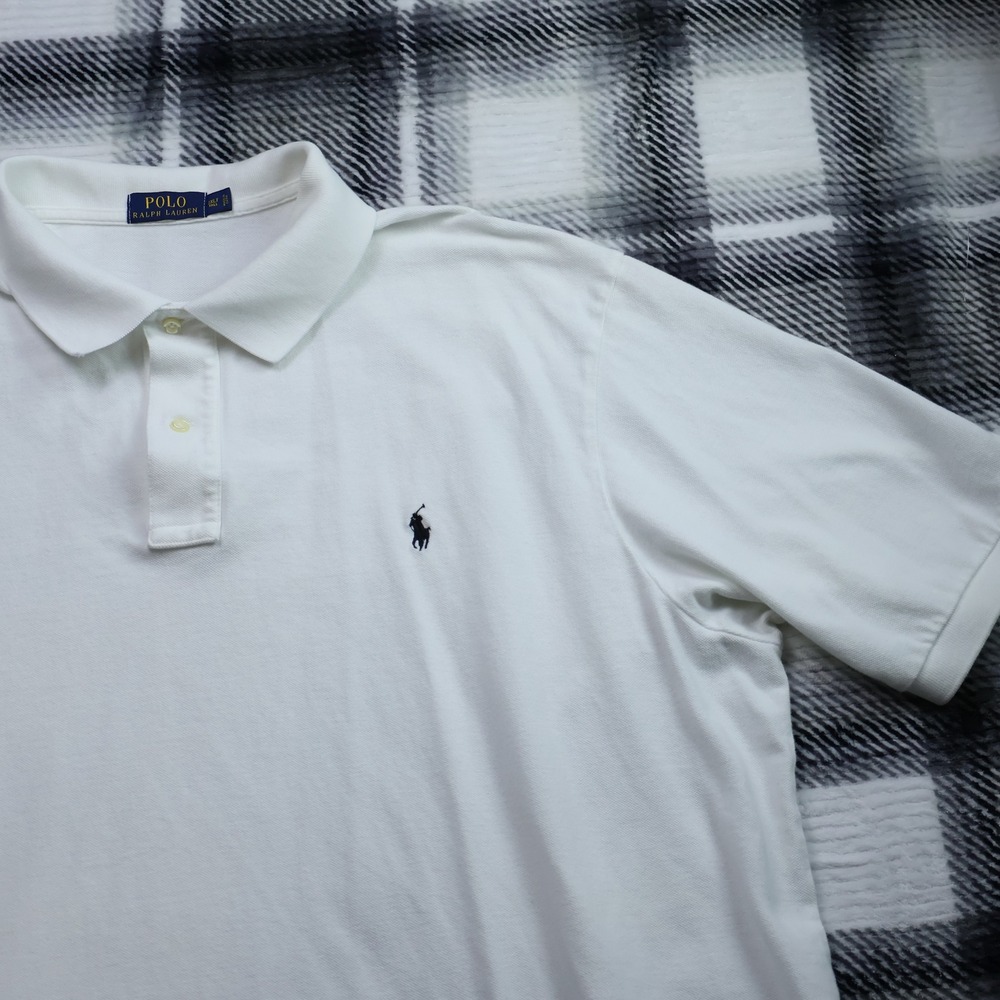Polo Ralph Lauren Mens White Short Sleeve Polo Shirt 3XLT Tall Cotton Pique
